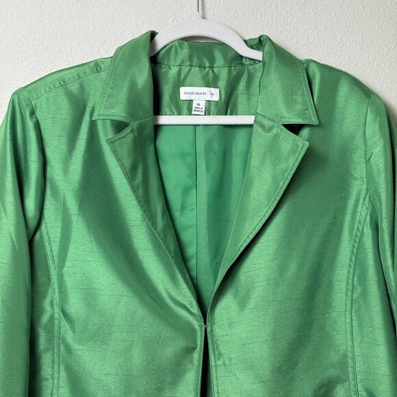 Susan Graver Jacket Size XL Green Shimmer Career Work Party Dressy - Picture 2 of 14